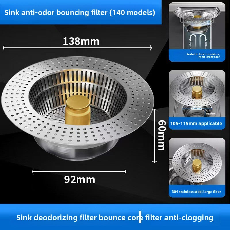 Stainless steel kitchen sink filter screen